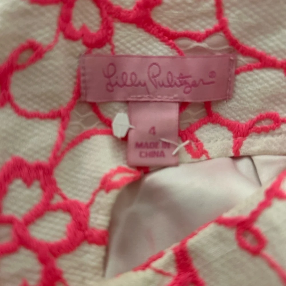 Lilly Pulitzer Hyacinth Fiesta Pink Pique Lace Above Knee Pencil Skirt Size 4 - Picture 4 of 8